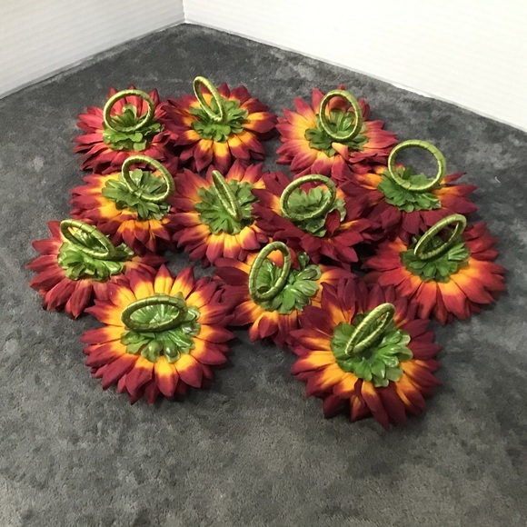 Fall Decor Bundle: Sunflower Napkin Rings + Leaf Placemats Autumn Set of 12 - Picture 5 of 8